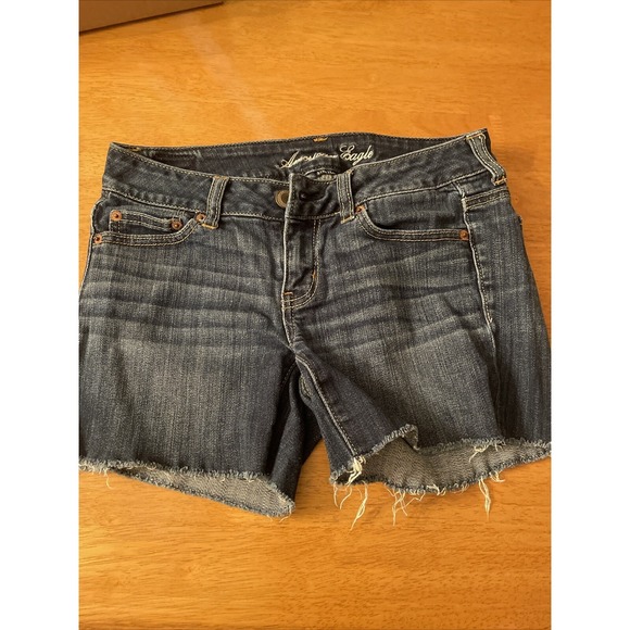 American Eagle Outfitters Pants - American Eagle AE Shorts Size 2 26 Stretch Dark Jean Blue Denim Cutoff Daisy